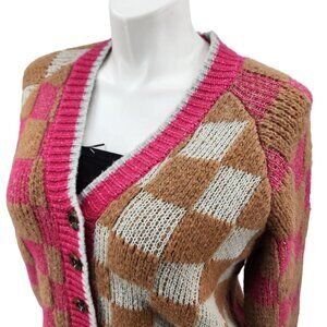 Torrid Womens Checkered Button-Up Cardigan Sweater Size 0 Acrylic Blend
